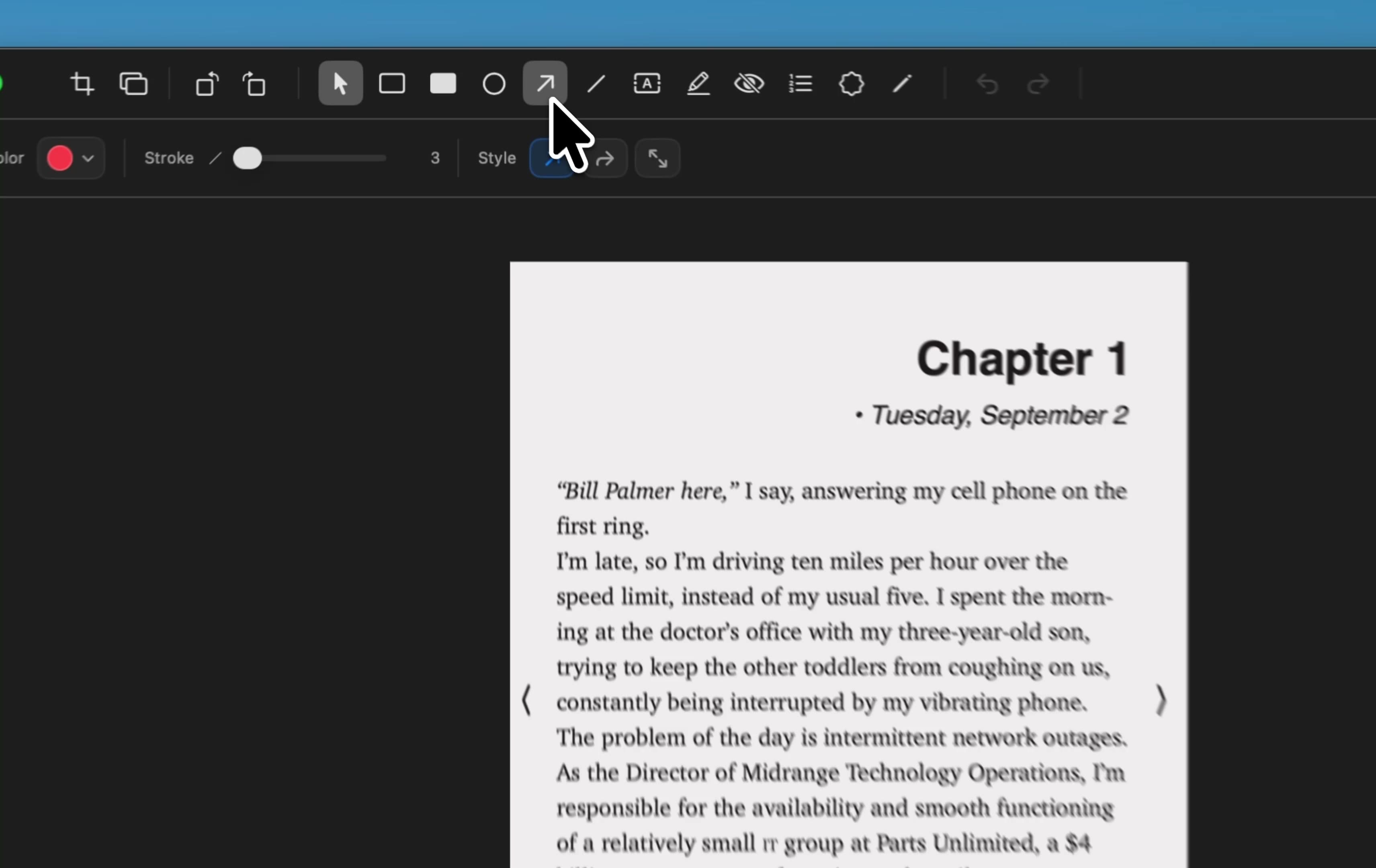 Quilt's annotation editor marking up a captured book page
